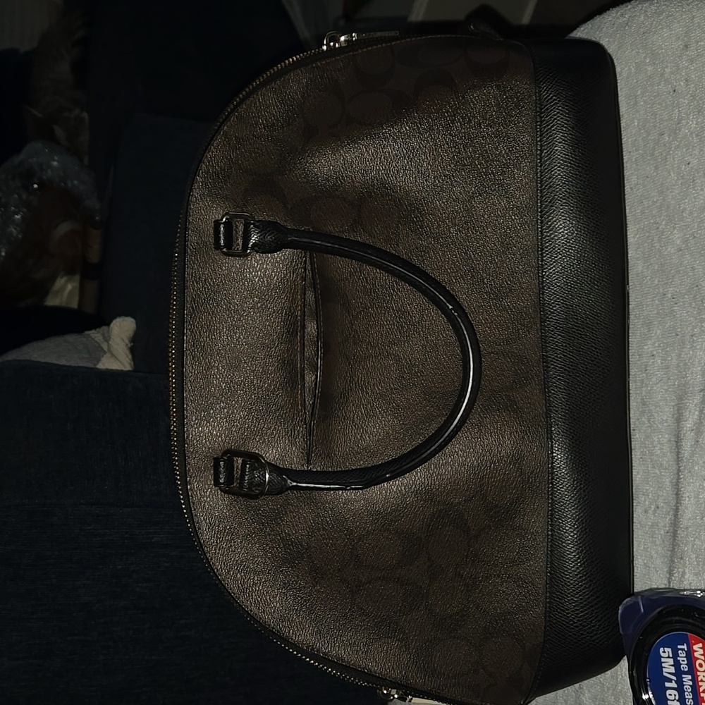 Coach Signature Brown and Black Satchel - Picture 3 of 10